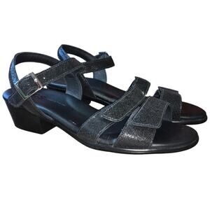 SAS Shoes Savanna Heel Strap Sandal Web Black Womens 8.5 Wide Classic